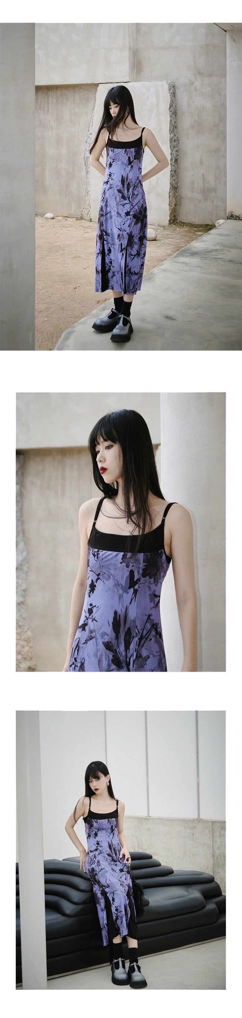 Printed Double-Layer Mesh Dress