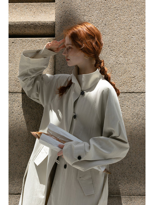 Belted Trench Coat In Cotton-Nylon Blend