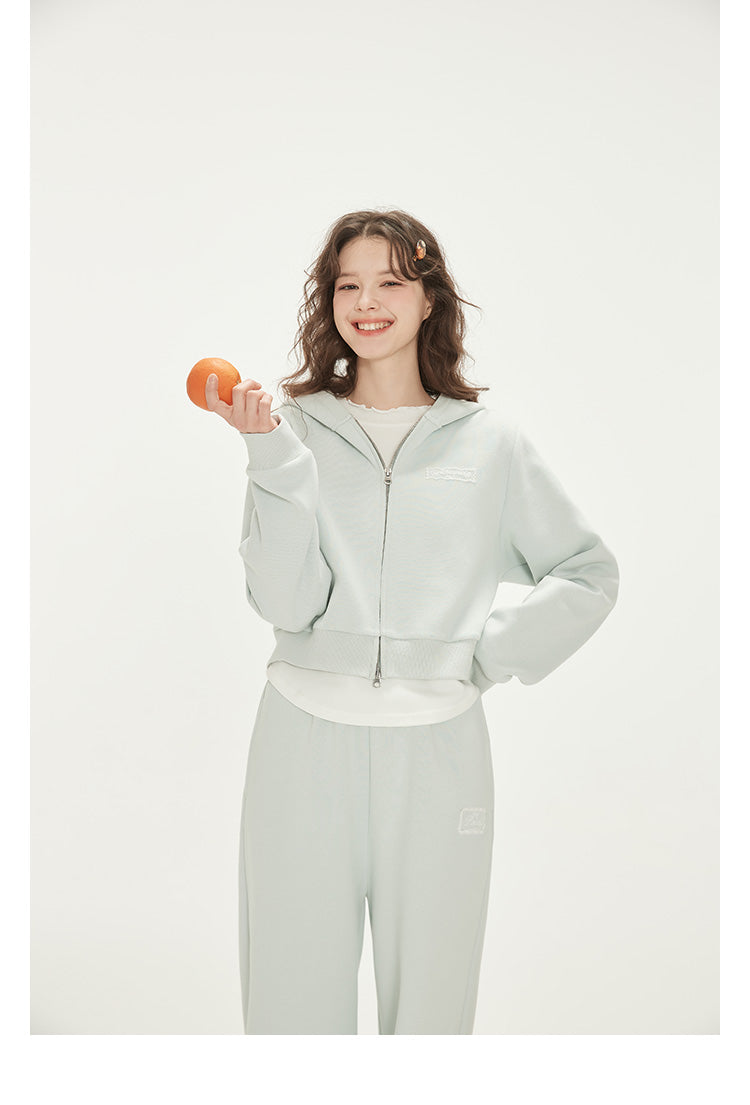 Zip-Up Hoodie And Sweatpants With Embroidered Label