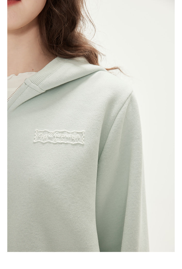 Zip-Up Hoodie And Sweatpants With Embroidered Label
