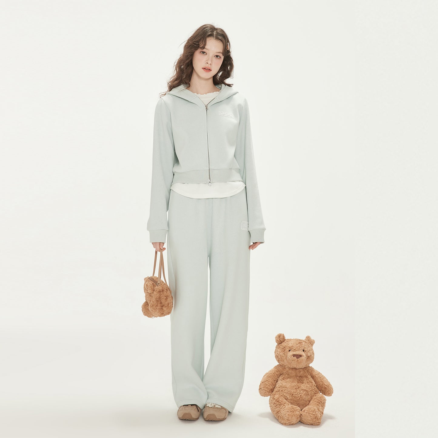 Zip-Up Hoodie And Sweatpants With Embroidered Label