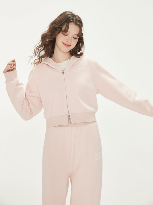 Zip-Up Hoodie And Sweatpants With Embroidered Label