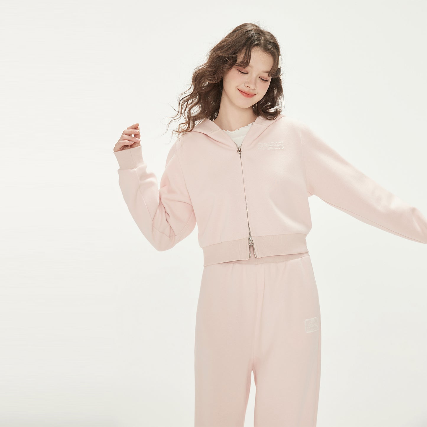 Zip-Up Hoodie And Sweatpants With Embroidered Label