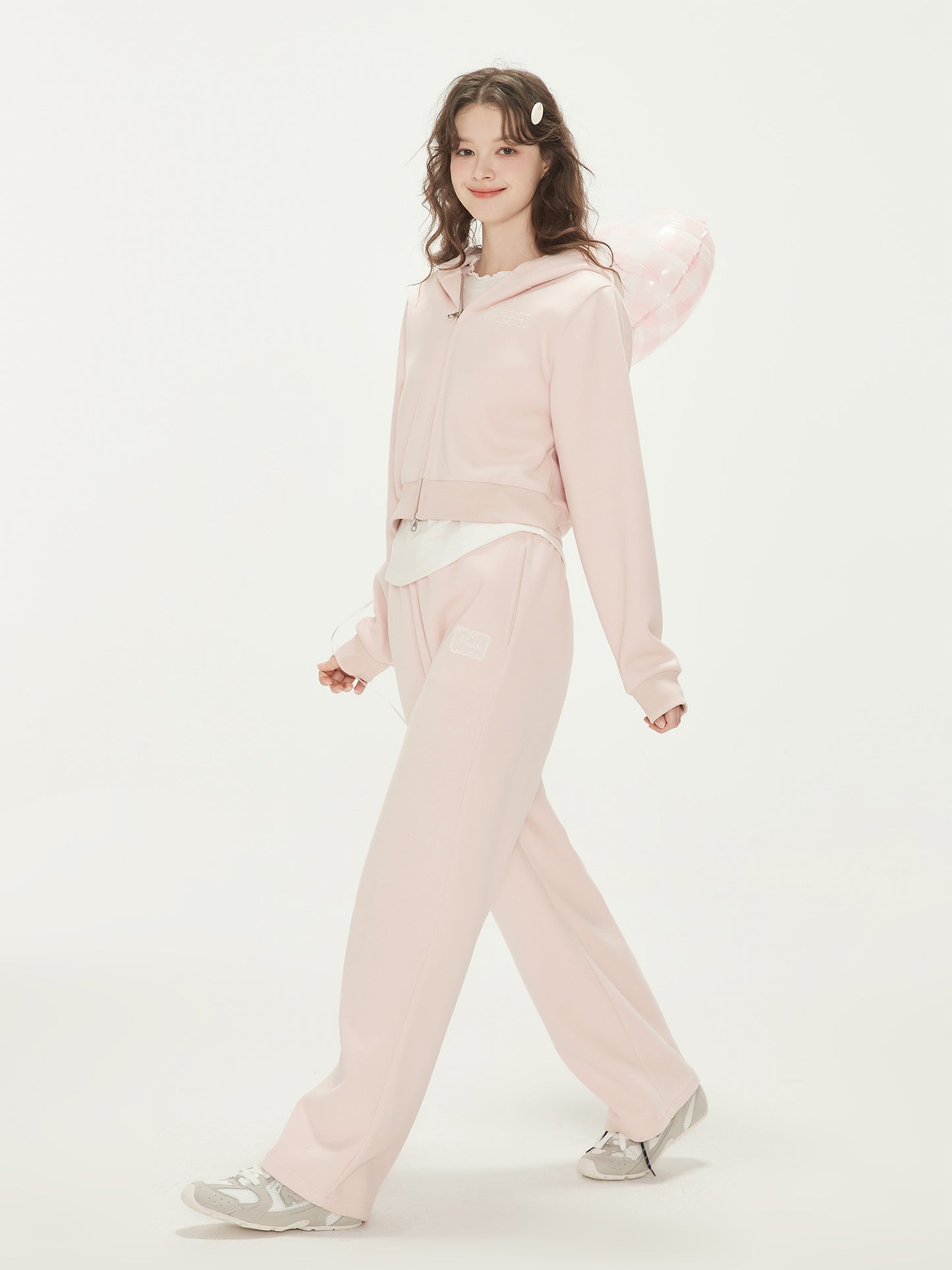 Zip-Up Hoodie And Sweatpants With Embroidered Label