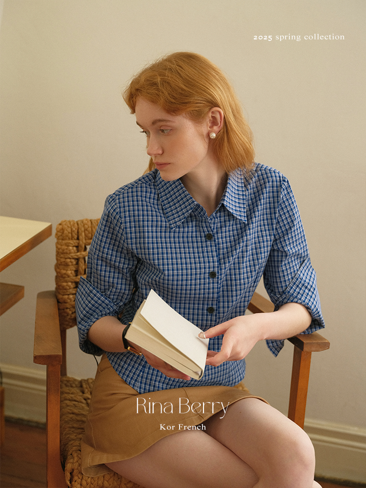 Short Fitted Plaid Shirt With Round Hem