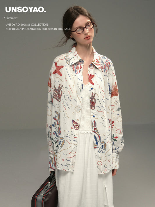 Loose Fit Shirt With Marine Embroidery