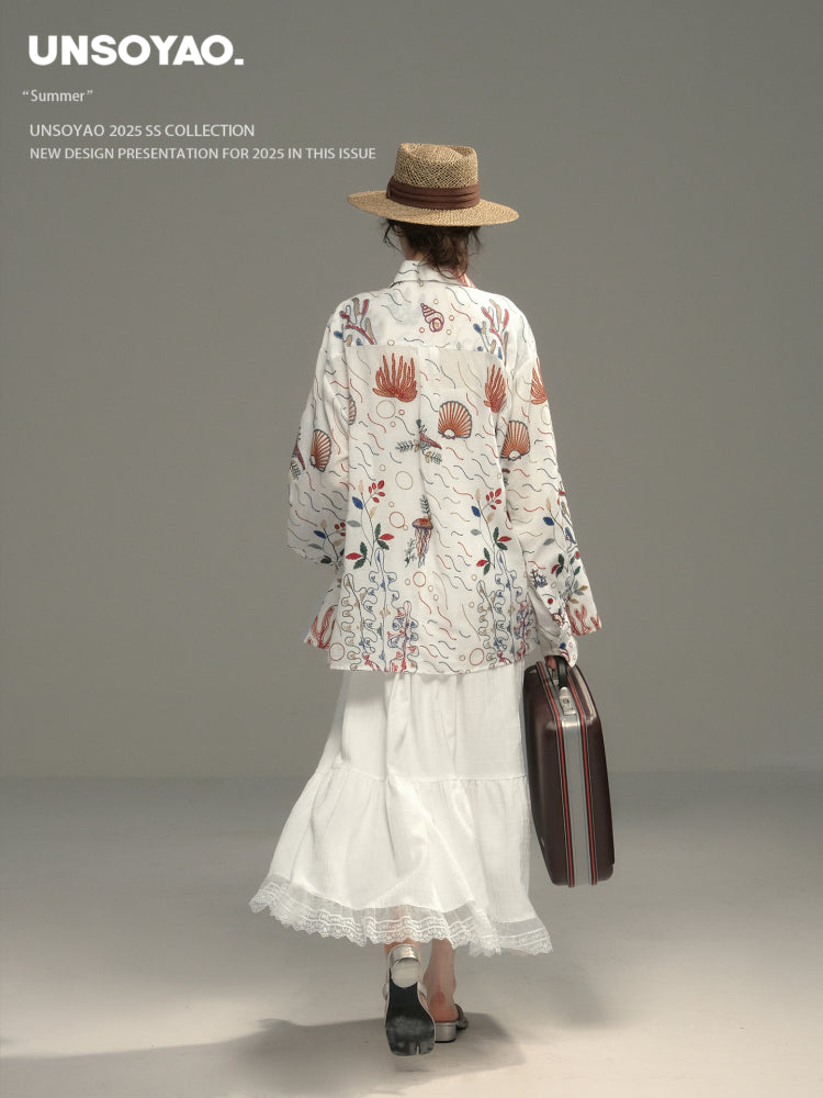 Loose Fit Shirt With Marine Embroidery