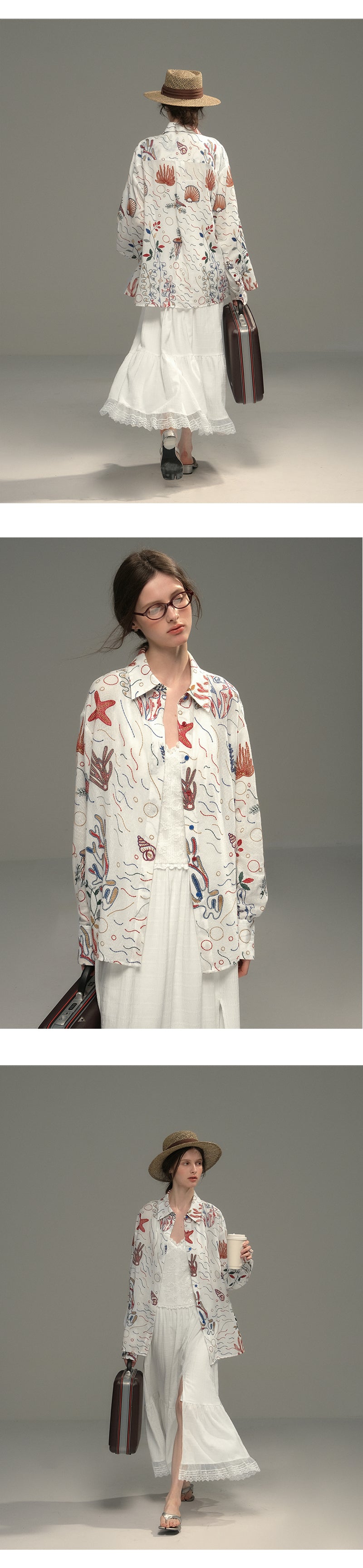 Loose Fit Shirt With Marine Embroidery