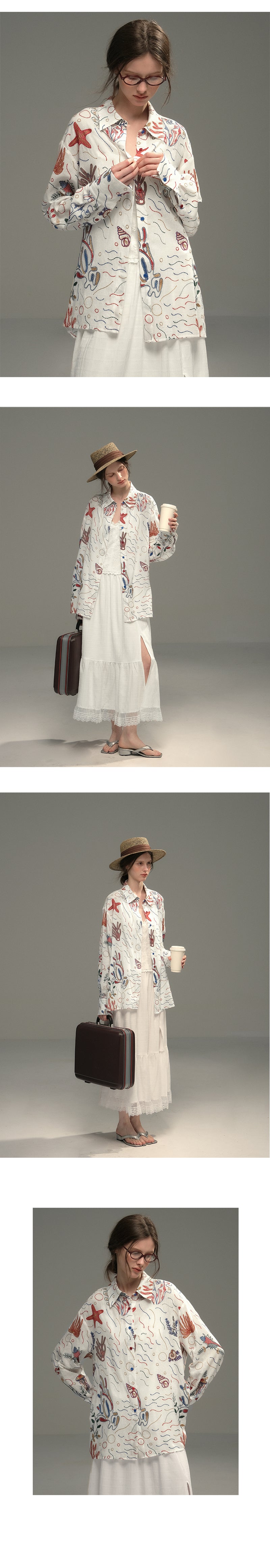 Loose Fit Shirt With Marine Embroidery