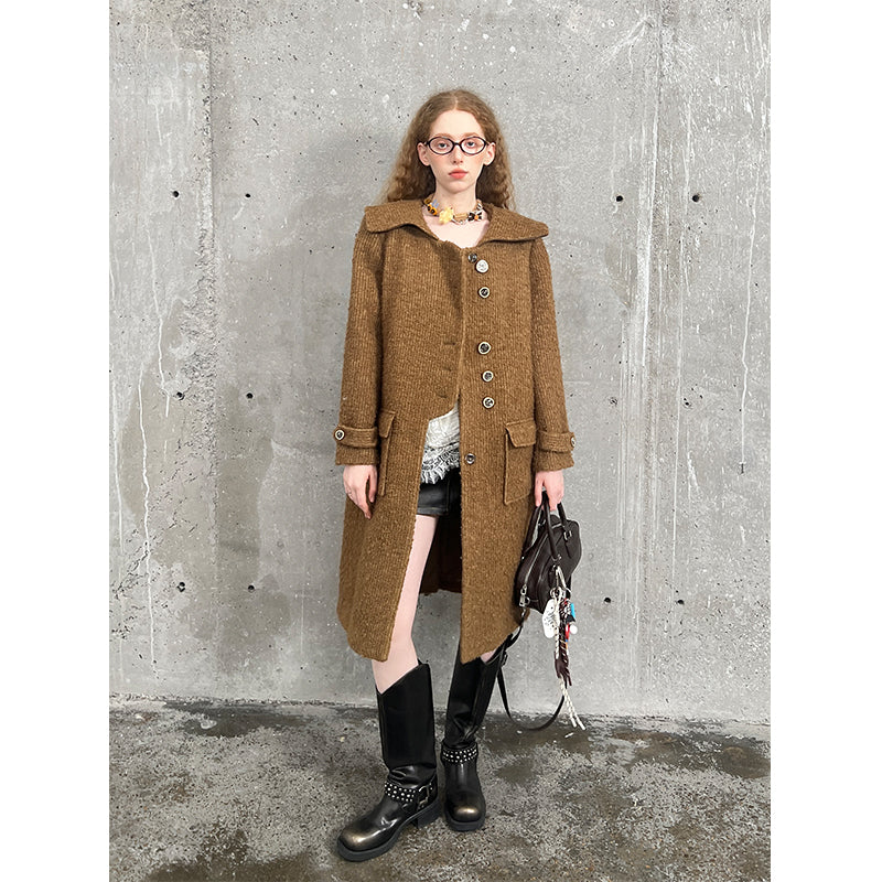 Sailor Collar Coat With Distinctive Placket