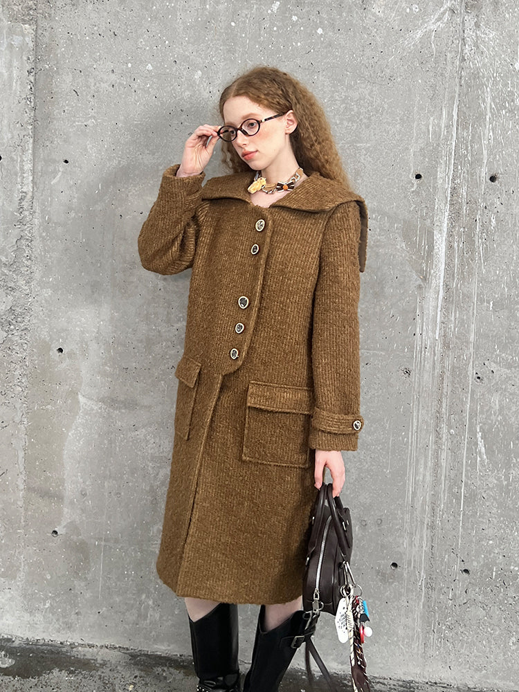 Sailor Collar Coat With Distinctive Placket