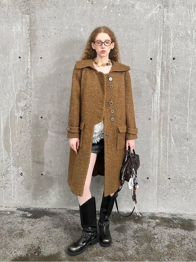 Sailor Collar Coat With Distinctive Placket