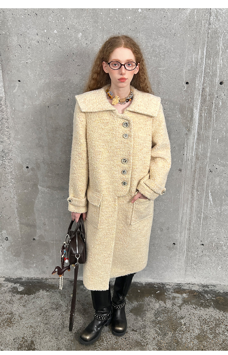 Sailor Collar Coat With Distinctive Placket