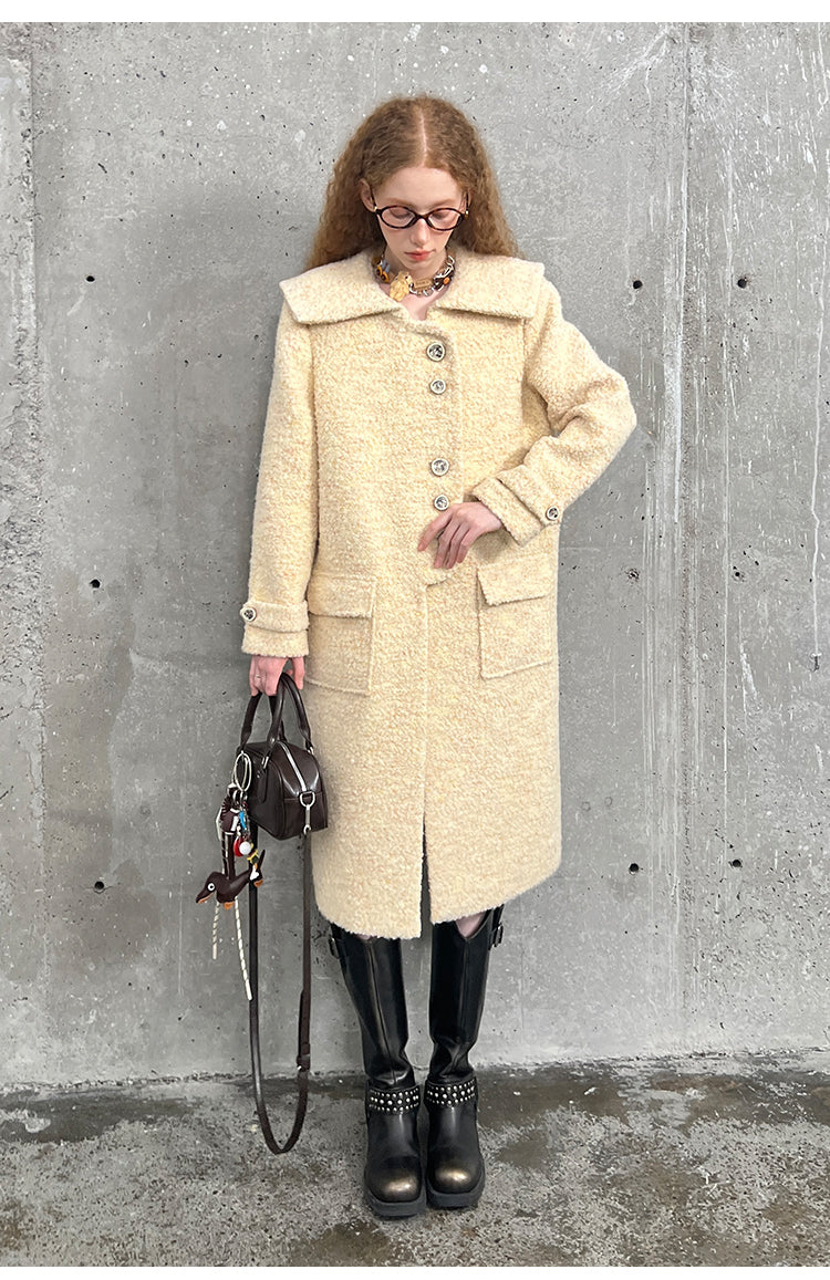 Sailor Collar Coat With Distinctive Placket