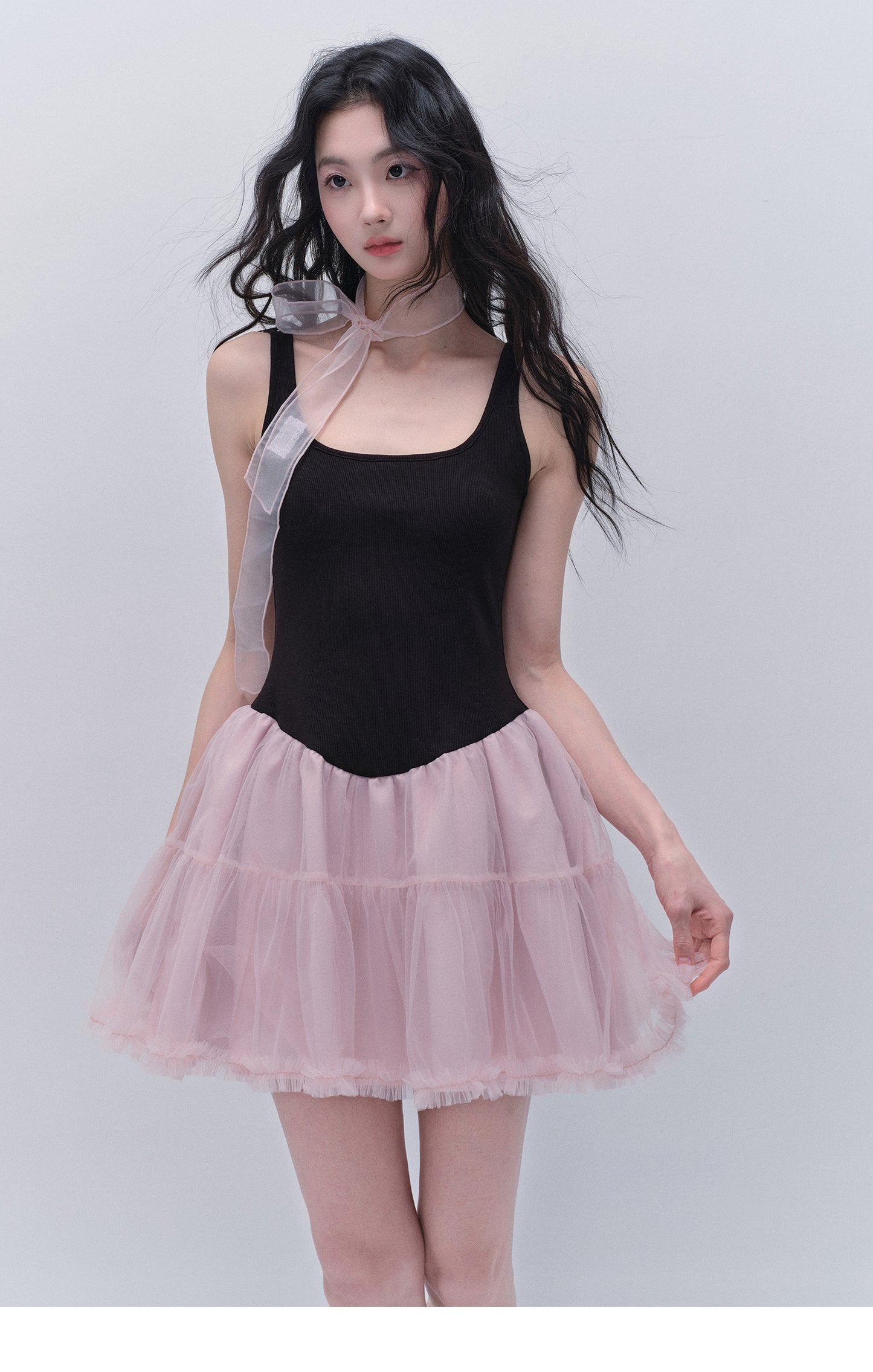 Color-Block Casual Tutu Dress