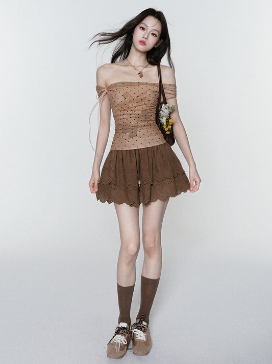 Dotted Floral Off-Shoulder Top