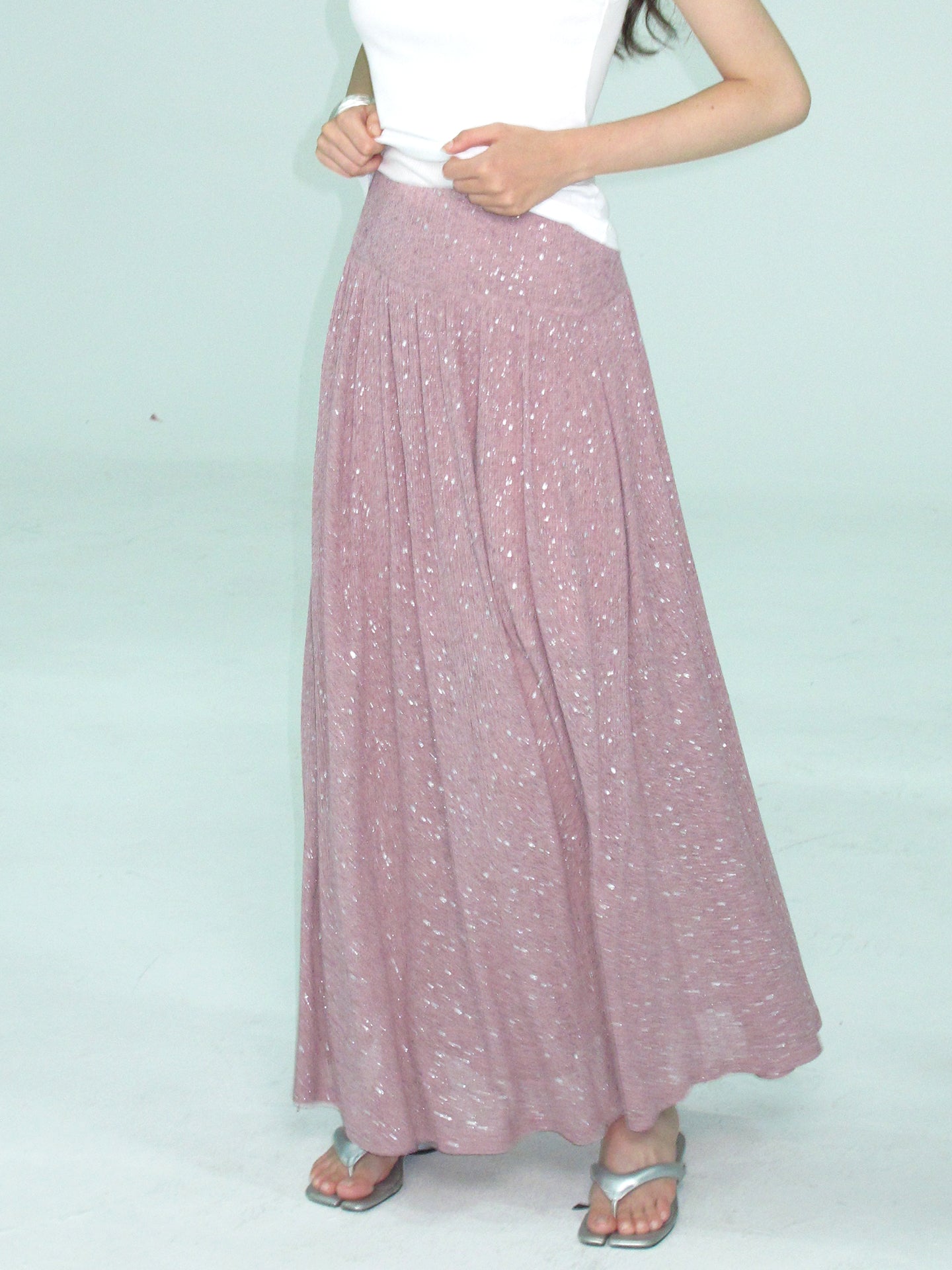 Sparkle Ruffle Bardot Top & Maxi Skirt