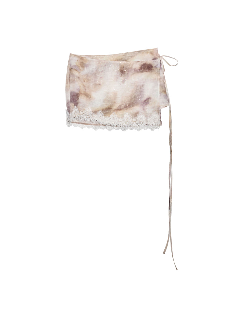 Printed Faux Two-Piece Tie Skirt