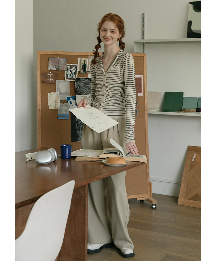 Ruched Front Striped Fitted Top