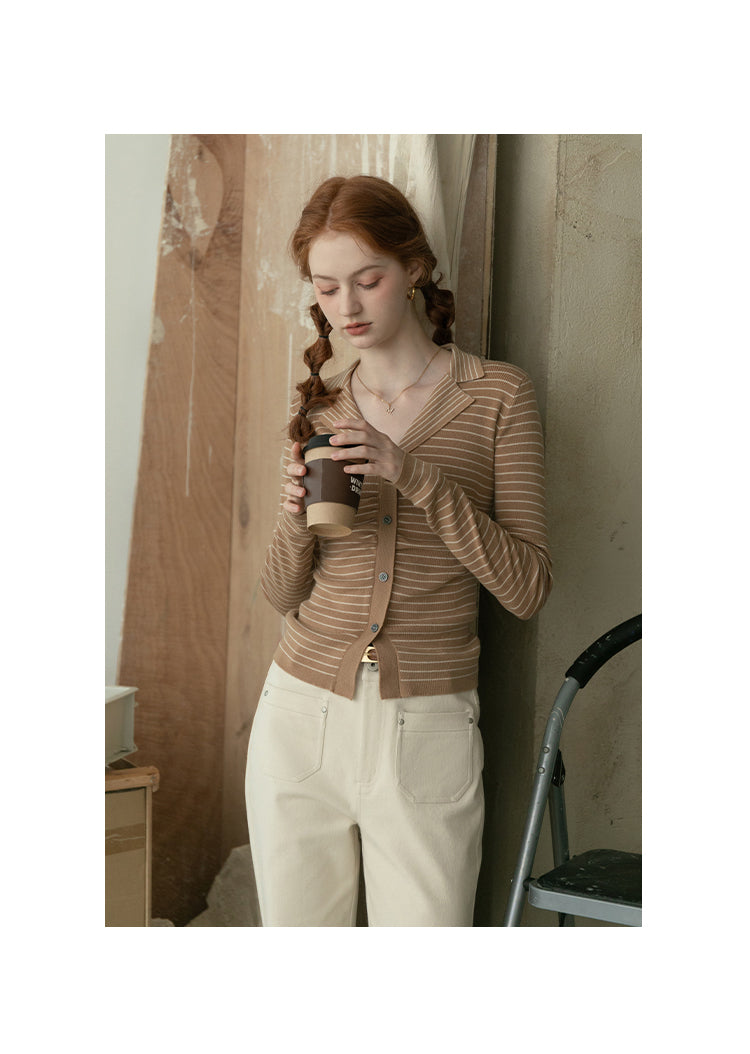 Ruched Front Striped Fitted Top