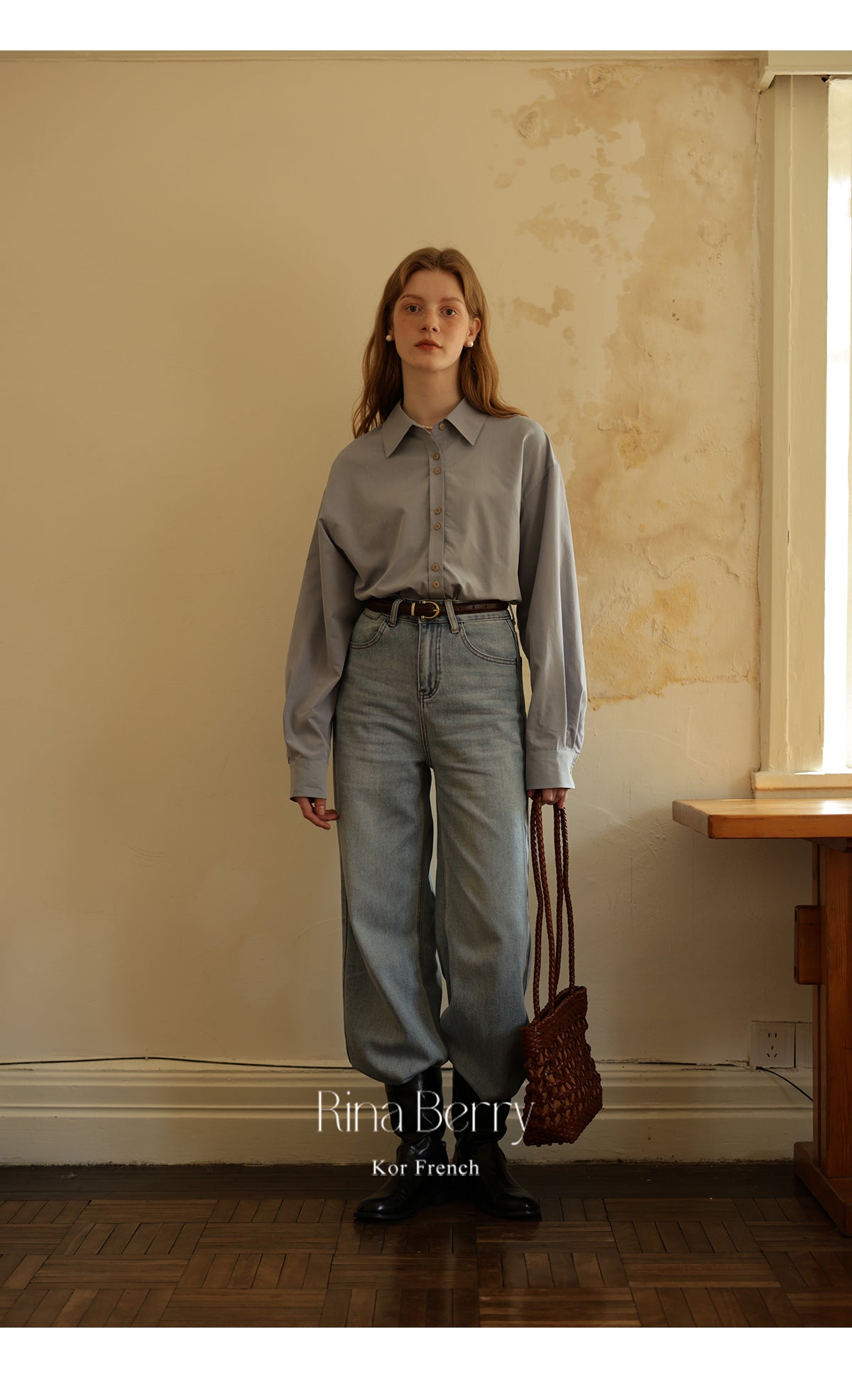 Rose Embroidered Paired Button Shirt