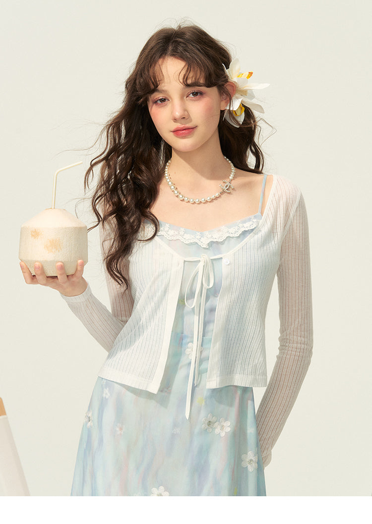 Sheer Floral Cami Dress With Lace Detail