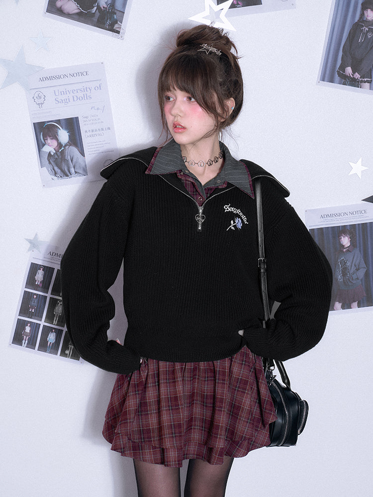 Plaid Cinched Waist Shirt Dress With Stripe Tie