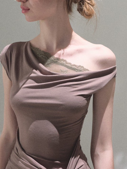 Waist-Tie One Shoulder Dress