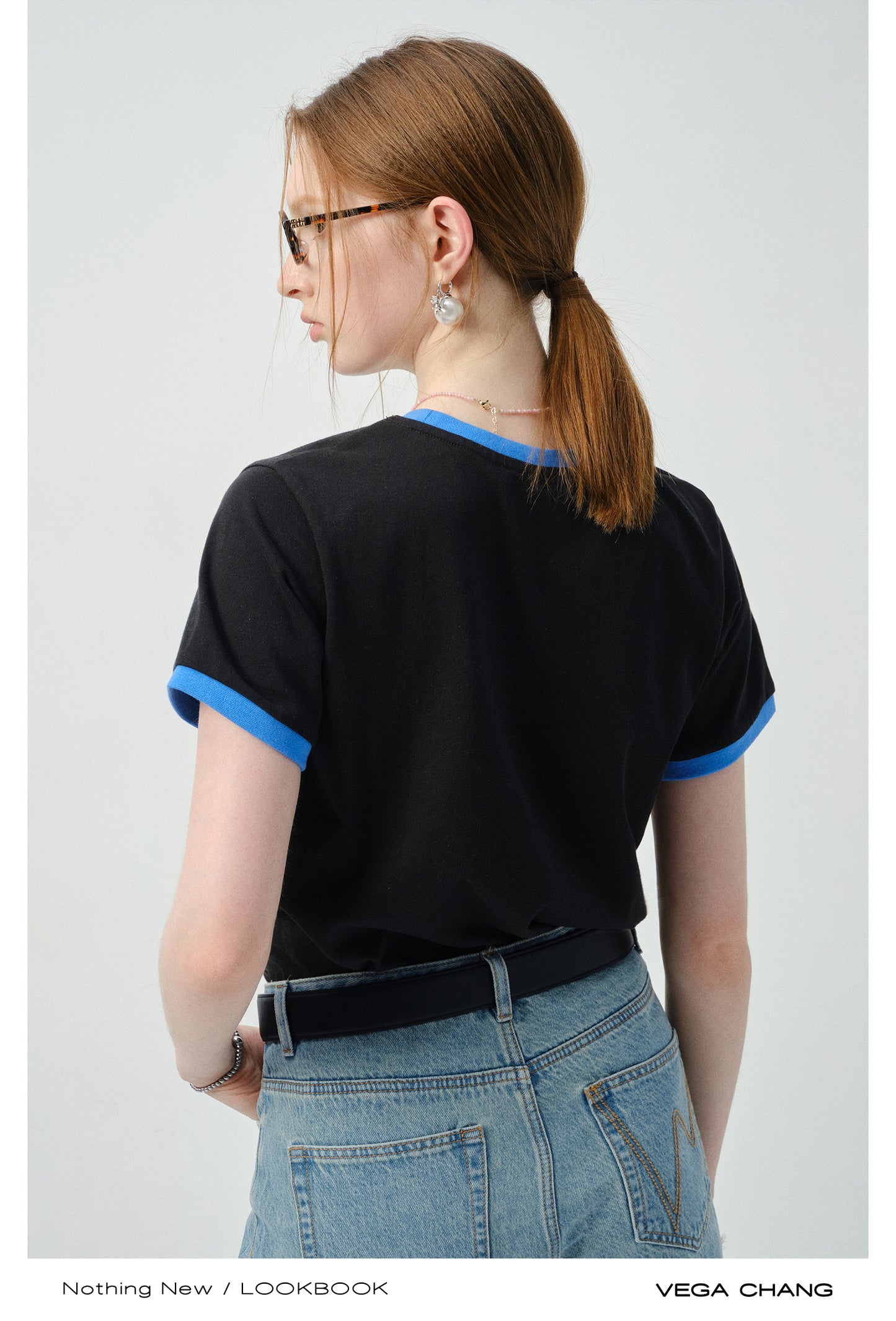 Contrast Tipped Letter Patch T-Shirt
