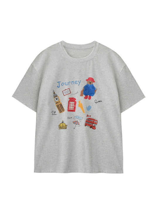 Journey To London Oversized Cotton Printed T-Shirt