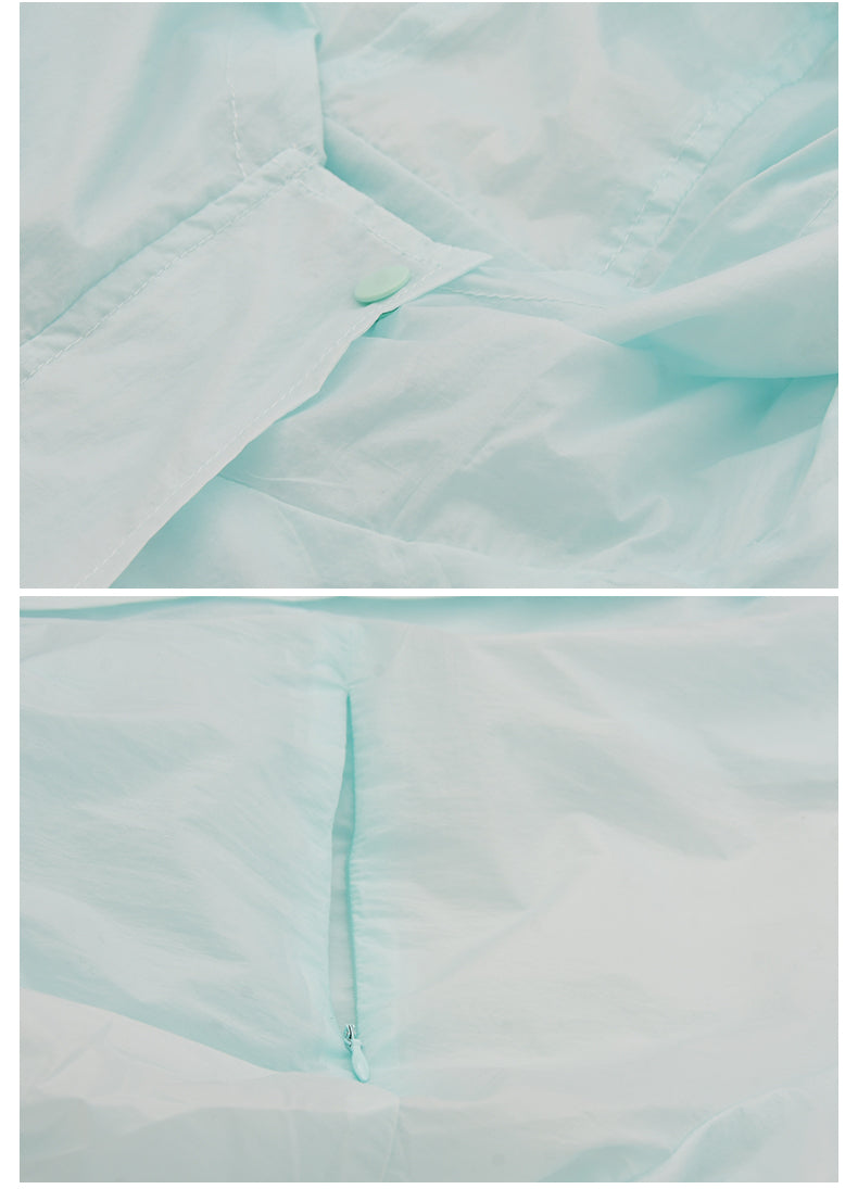 Lightweight Hooded Sheer Jacket With Bubble Hem