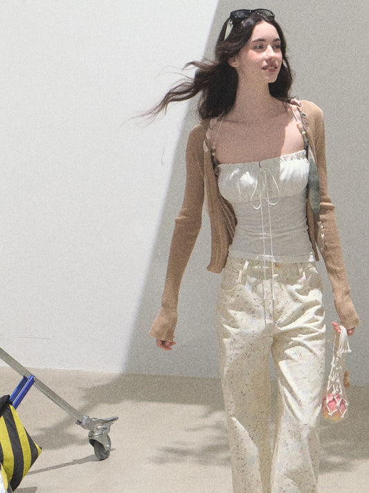 Knit Top With Braided Ribbon Detail