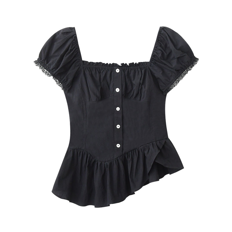 Ruched Peplum Blouse With Asymmetric Hem