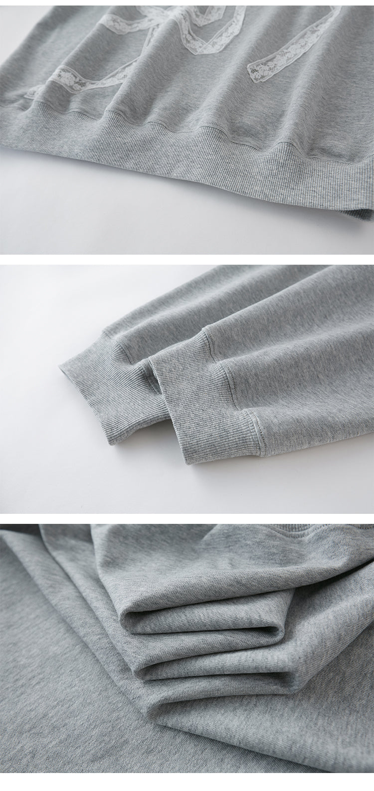 Relaxed Fit Sweatshirt With Lace Ribbon Embroidery