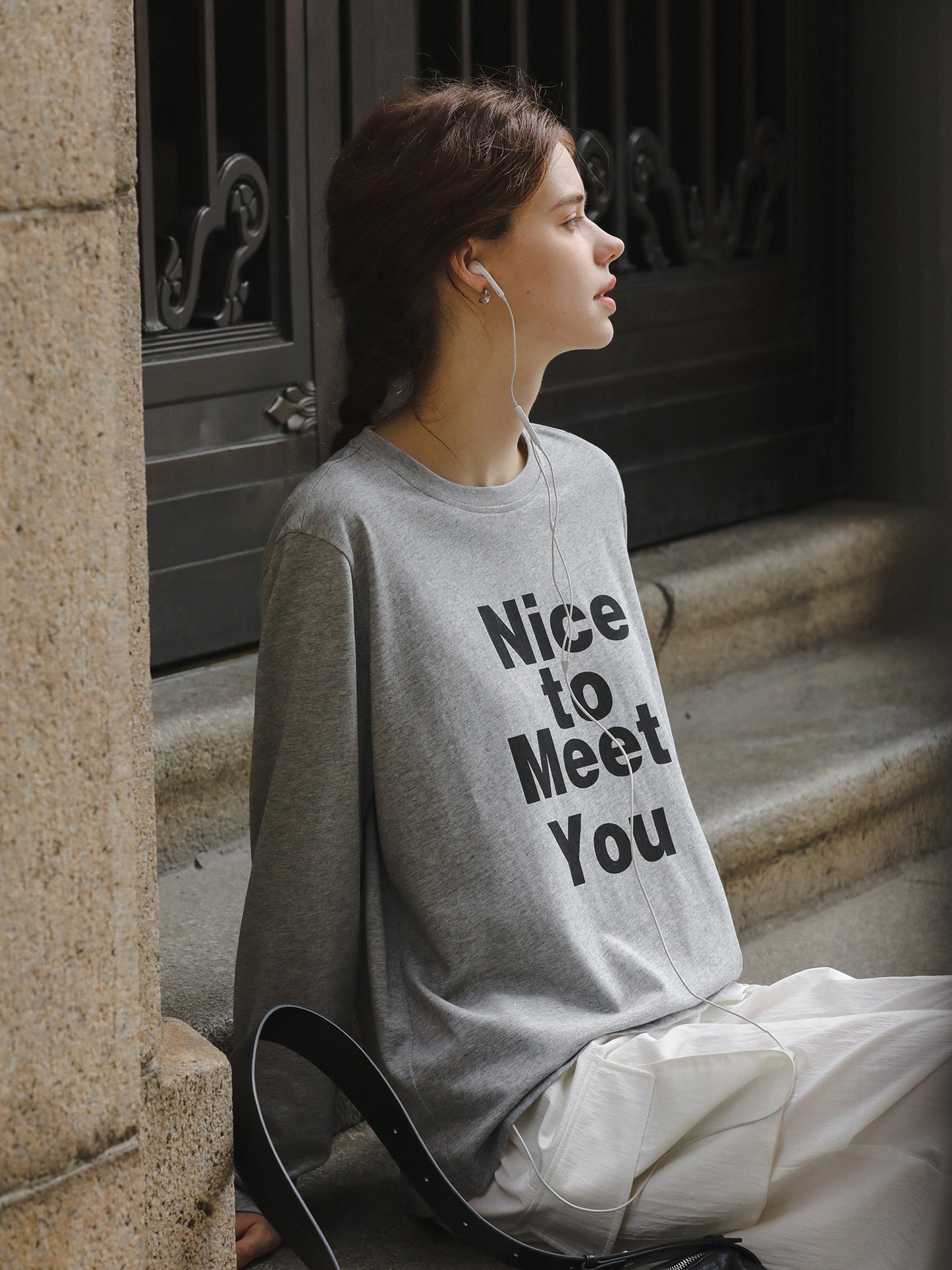 Long-Sleeve Message Print Tee