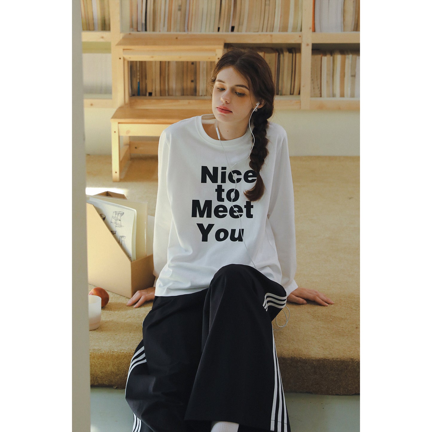 Long-Sleeve Message Print Tee
