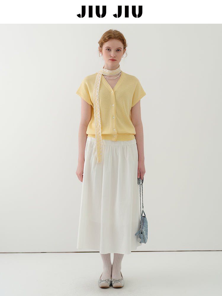 Knit Top In Silk Blend With Matching Lace Scarf