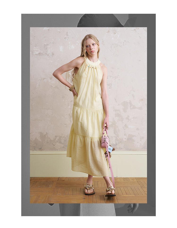 Beaded Halter Neck Maxi Dress