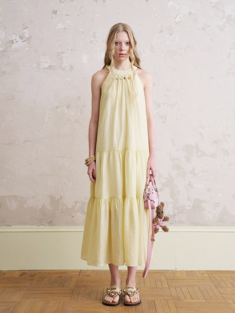 Beaded Halter Neck Maxi Dress