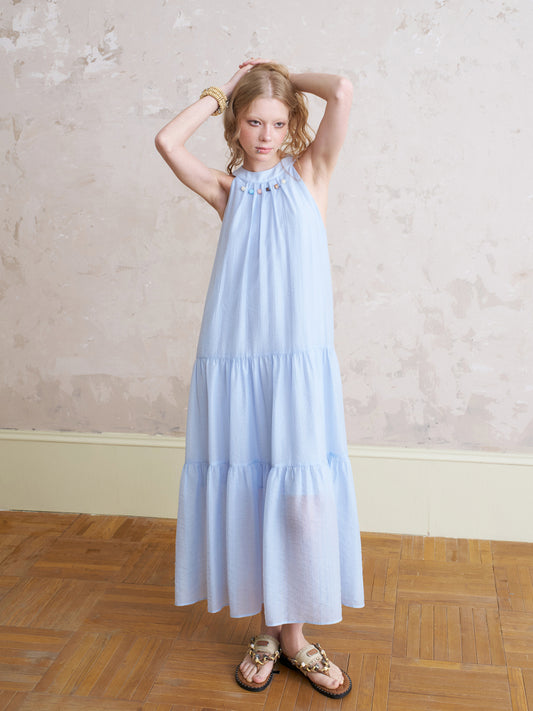 Beaded Halter Neck Maxi Dress