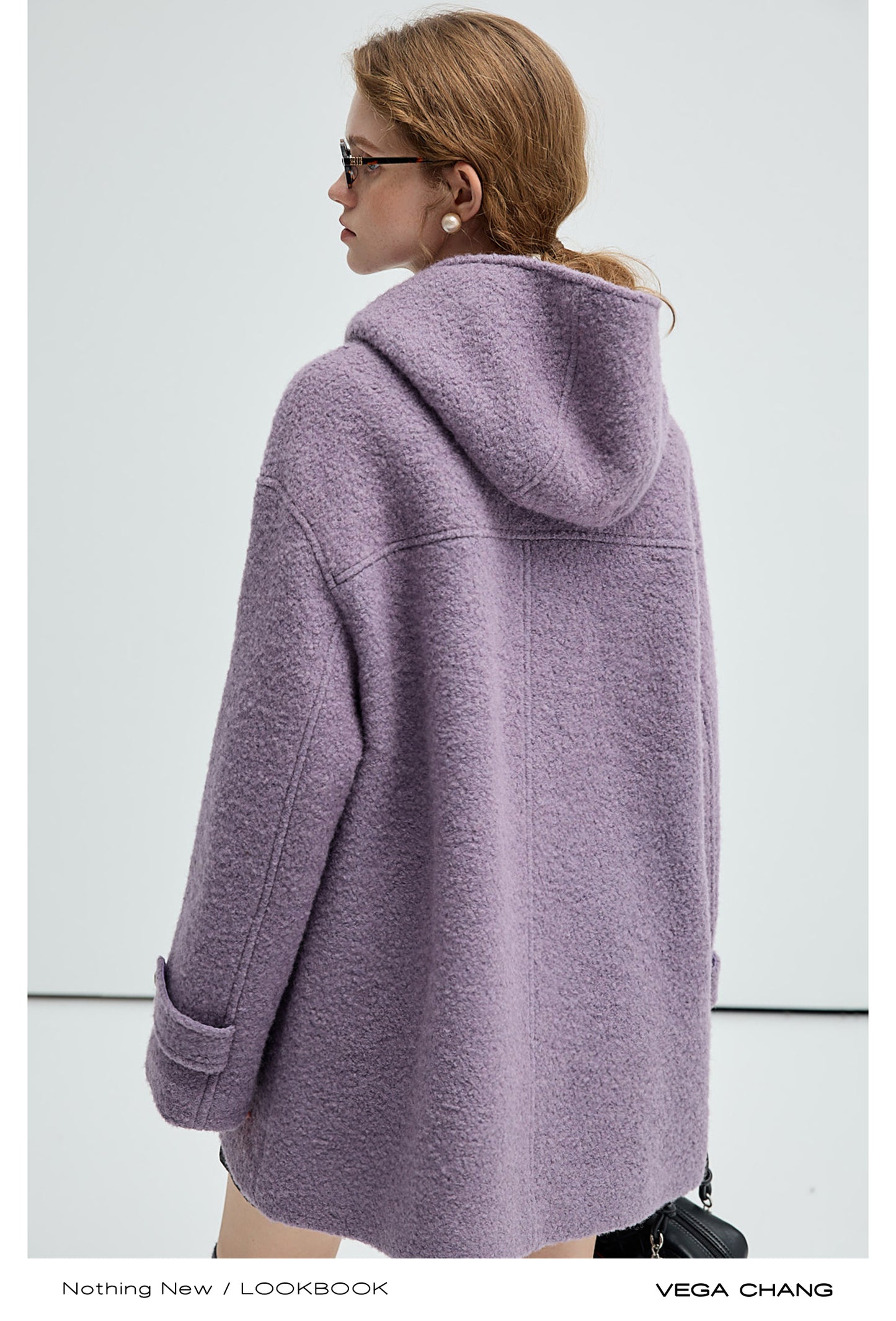 Short Bouclé Wool Blend Duffle Coat