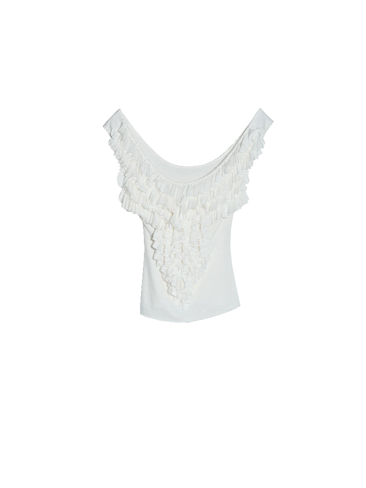 Ruffled Sleeveless U-Neckline Top