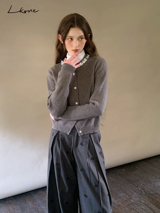 Sequin-Embellished Knit Cardigan