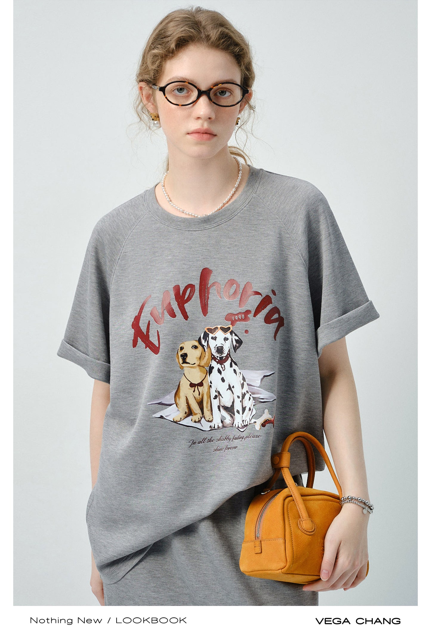 Dog Print Raglan T-Shirt & Matching Plain Skirt
