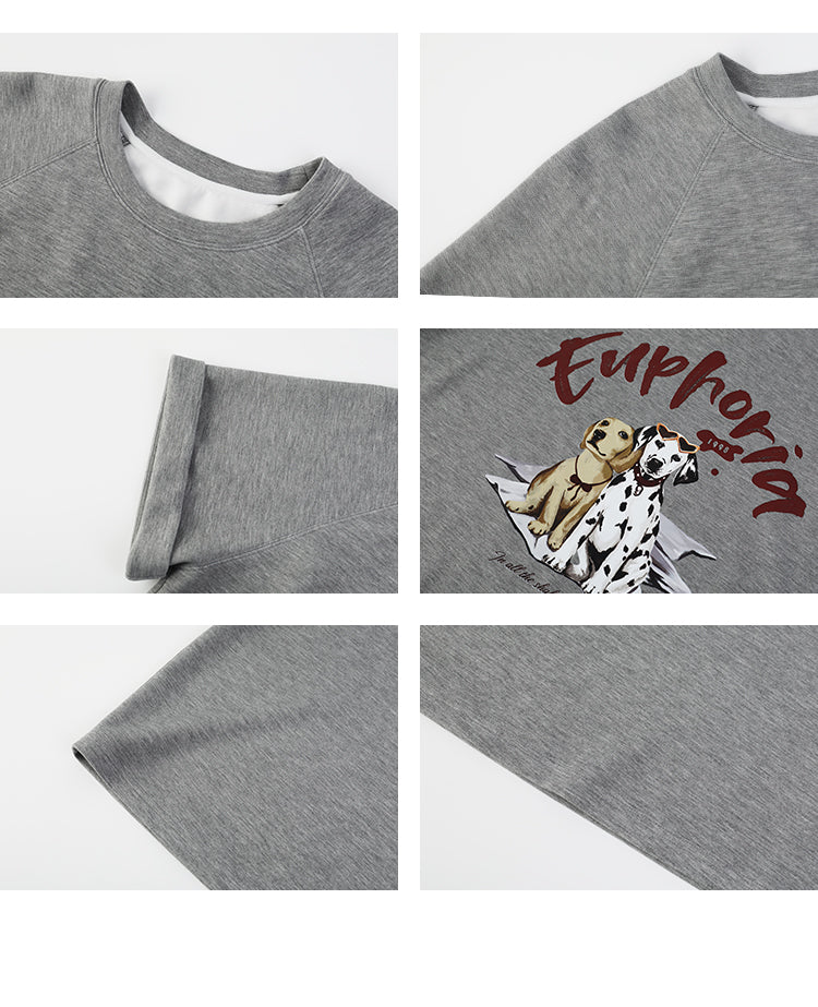 Dog Print Raglan T-Shirt & Matching Plain Skirt