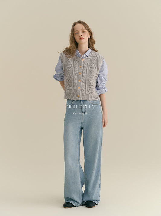 Button-Up Cable Knit Vest
