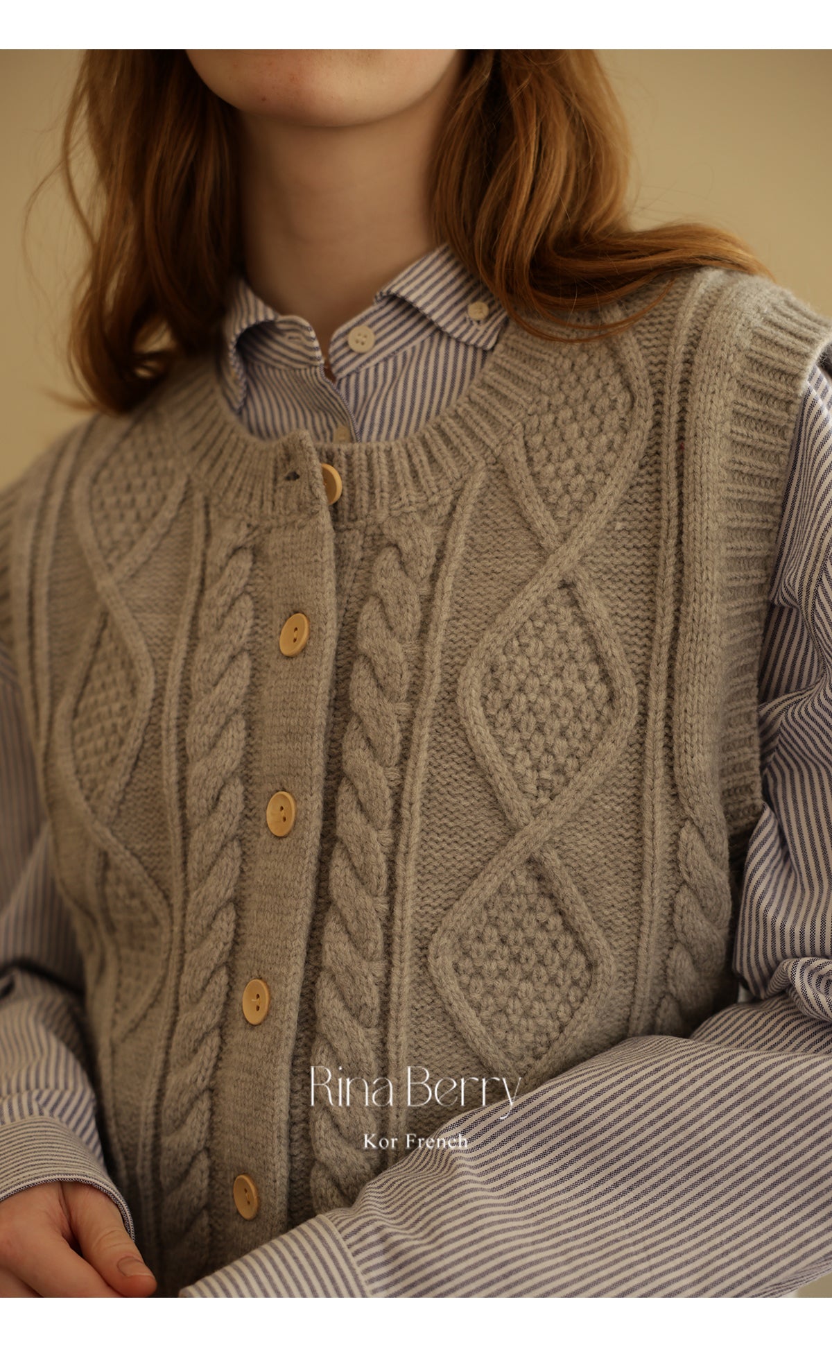 Button-Up Cable Knit Vest