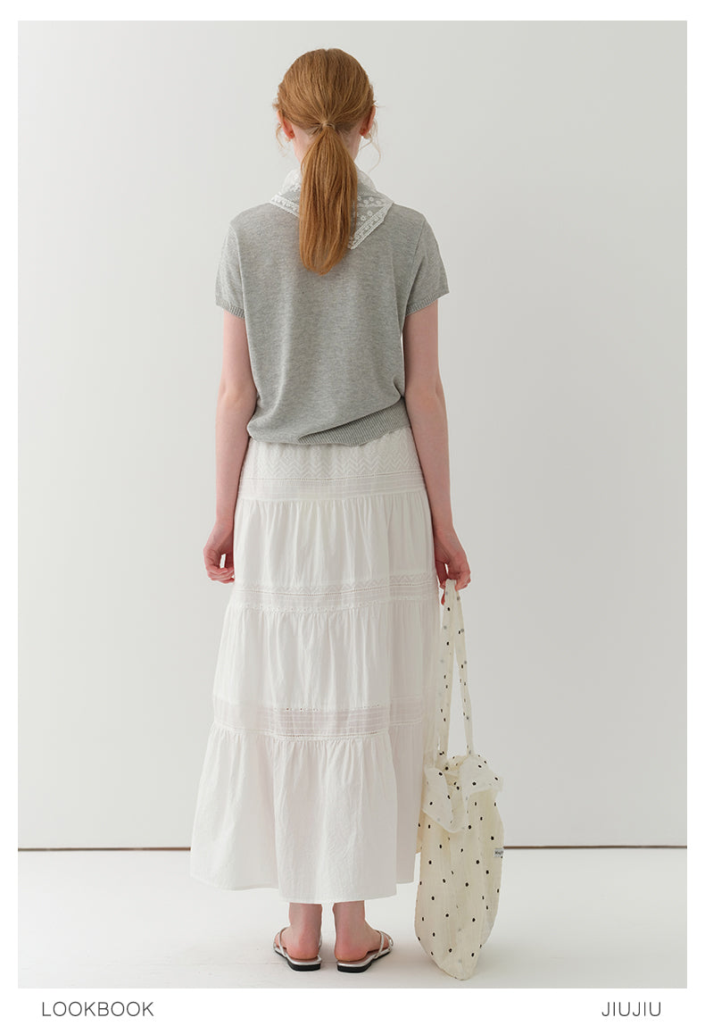 Button-Down Collar Polo Knit Top
