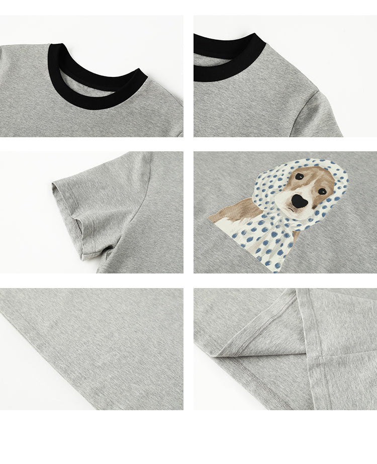 Dog In Dotted Scarf Print T-Shirt