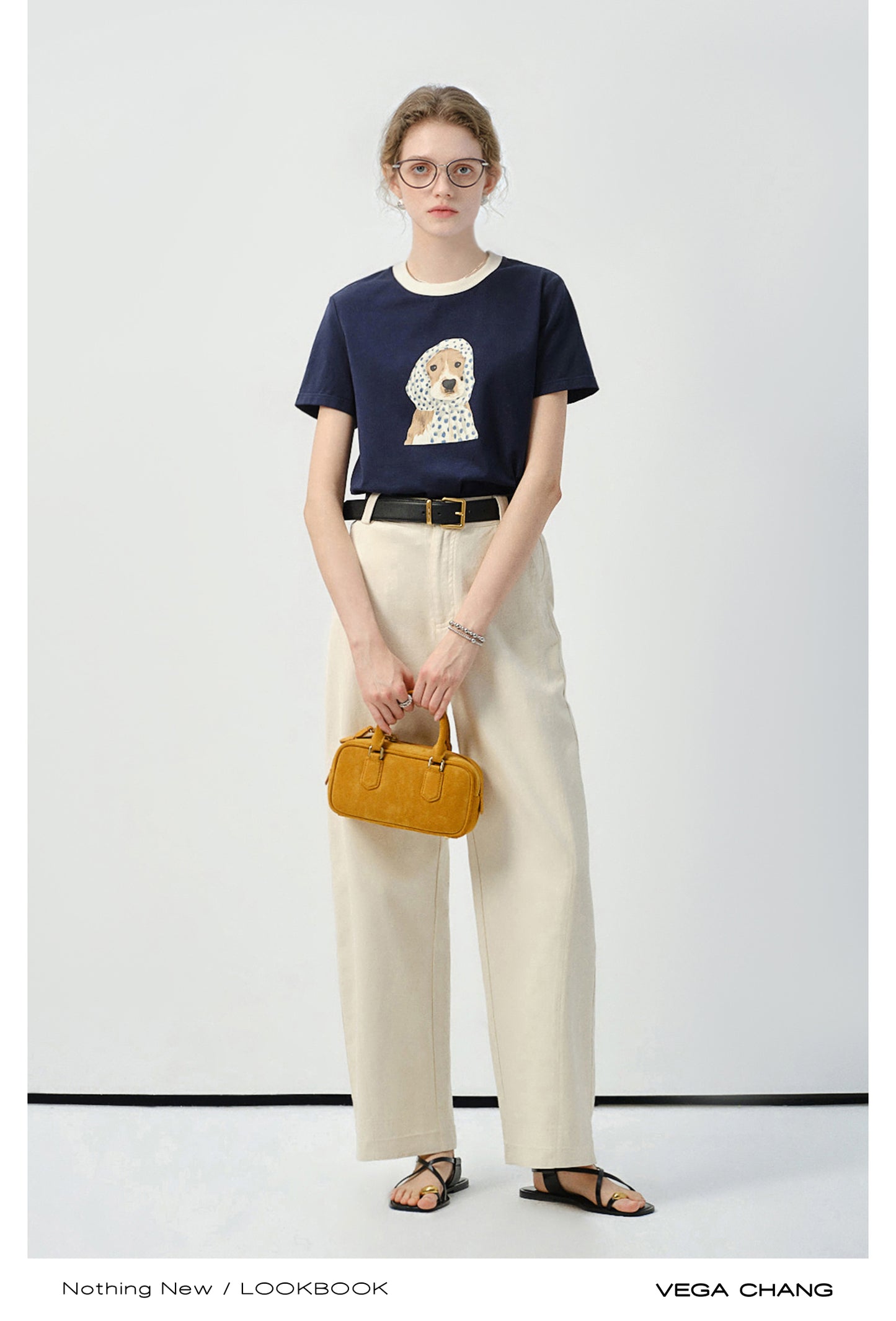 Dog In Dotted Scarf Print T-Shirt